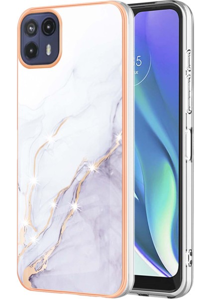 Motorola Moto G50 5g Için Mermer Şık Desenli Tpu Tampon Telefon Kılıfı - Beyaz (Yurt Dışından)