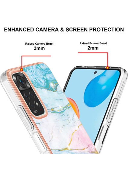 Xiaomi Redmi Note 11S / Note 11 4g Için Mermer Şık Desenli Tpu Tampon Telefon Kılıfı - Altın (Yurt Dışından)