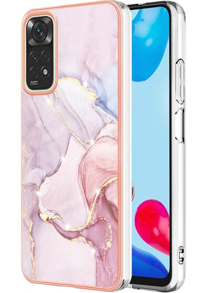 Xiaomi Redmi Note 11S / Note 11 4g Için Mermer Şık Desenli Tpu Tampon Telefon Kılıfı - Rose Gold (Yurt Dışından)