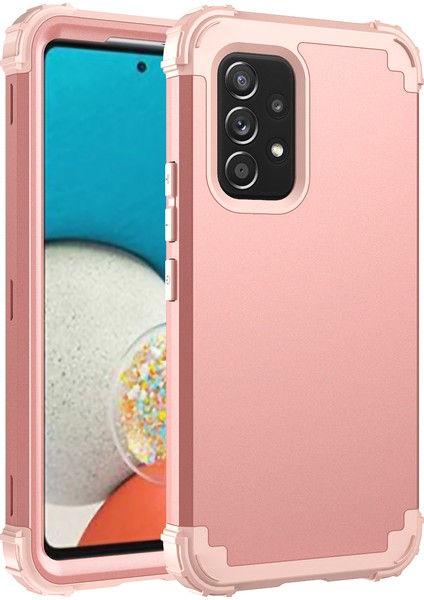 Samsung Galaxy A53 5g Için Yumuşak Silikon Sert Pc Tampon Telefon Kılıfı - Rose Gold (Yurt Dışından)