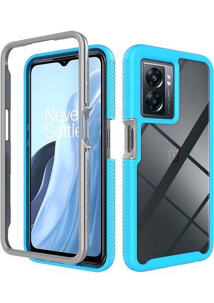 Oneplus Nord N300/OPPO A57/A57S/A77 Için Hibrit Bumper Tam Koruma Telefon Kılıfı - Mavi (Yurt Dışından)