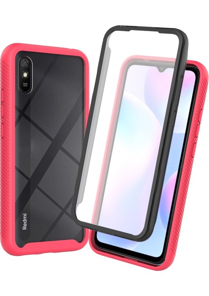 Xiaomi Redmi 9A Için Dahili Ekran Koruyucu Tam Gövde Koruma Telefon Kılıfı - Pembe (Yurt Dışından)