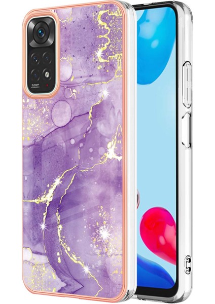 Xiaomi Redmi Note 11S / Note 11 4g Için Mermer Şık Desenli Tpu Tampon Telefon Kılıfı - Mor (Yurt Dışından)