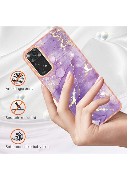 Xiaomi Redmi Note 11S / Note 11 4g Için Mermer Şık Desenli Tpu Tampon Telefon Kılıfı - Mor (Yurt Dışından)