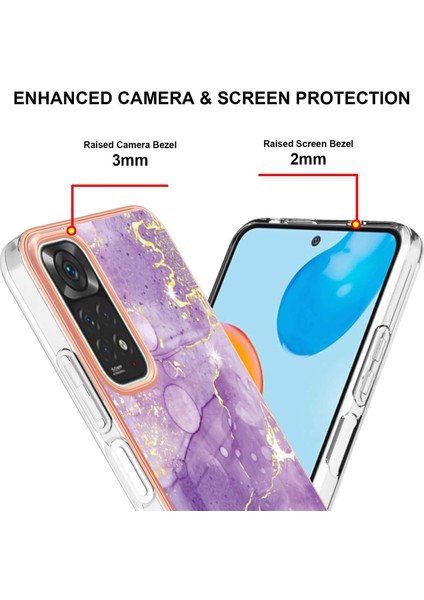 Xiaomi Redmi Note 11S / Note 11 4g Için Mermer Şık Desenli Tpu Tampon Telefon Kılıfı - Mor (Yurt Dışından)
