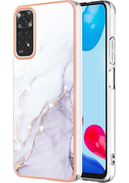 Xiaomi Redmi Note 11S / Note 11 4g Için Mermer Şık Desenli Tpu Tampon Telefon Kılıfı - Beyaz (Yurt Dışından)