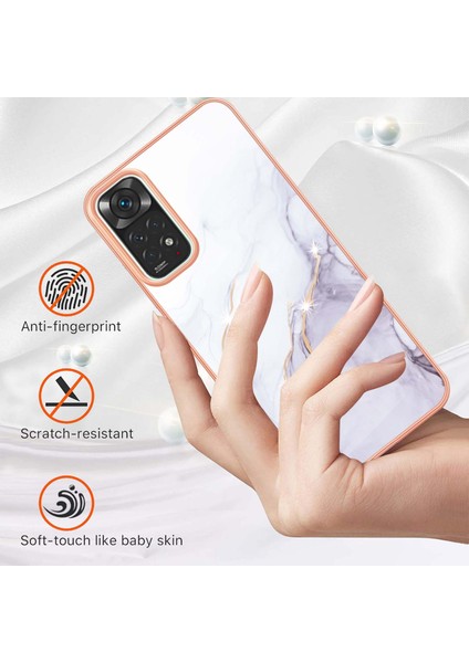 Xiaomi Redmi Note 11S / Note 11 4g Için Mermer Şık Desenli Tpu Tampon Telefon Kılıfı - Beyaz (Yurt Dışından)