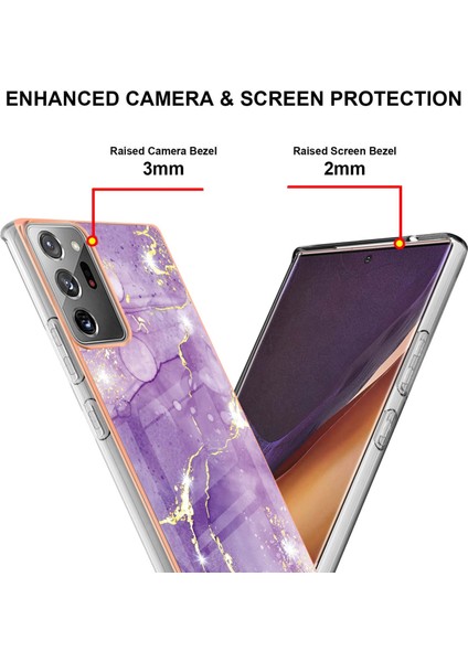 Samsung Galaxy Note 20 Ultra Için Mermer Şık Desenli Tpu Tampon Telefon Kılıfı - Mor (Yurt Dışından) fırsatları