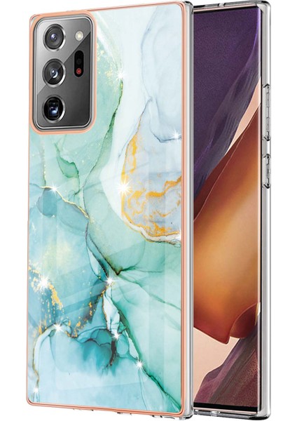 Samsung Galaxy Note 20 Ultra Için Mermer Şık Desenli Tpu Tampon Telefon Kılıfı - Yeşil (Yurt Dışından)