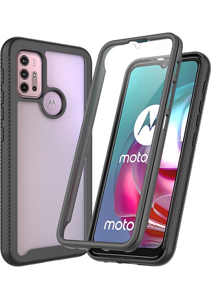 Motorola Moto G30 / G20 / G10 / G10 Power Için Dahili Ekran Koruyucu Tam Gövde Koruma Telefon Kılıfı - Siyah (Yurt Dışından)