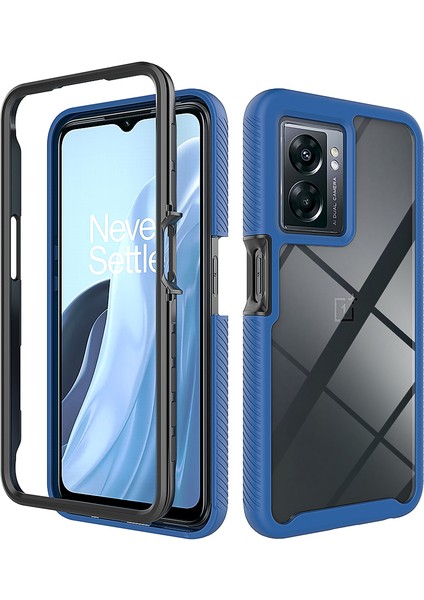 Oneplus Nord N300/OPPO A57/A57S/A77 Için Hibrit Bumper Tam Koruma Telefon Kılıfı - Lacivert (Yurt Dışından)