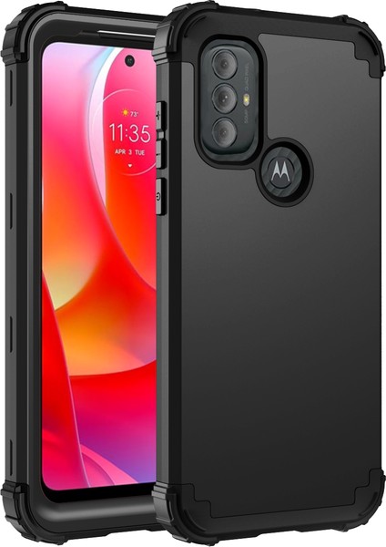 Motorola Moto G Power (2022) Için Yumuşak Silikon Sert Pc Tampon Telefon Kılıfı - Siyah (Yurt Dışından)