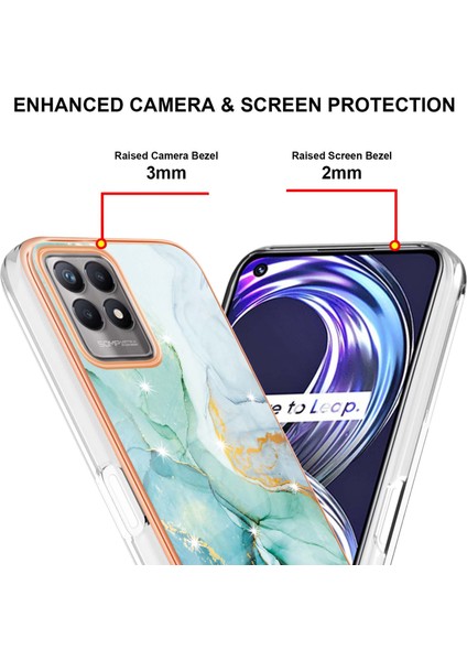 Oppo Realme 8i Için Mermer Şık Desenli Tpu Tampon Telefon Kılıfı - Yeşil (Yurt Dışından) fırsatları