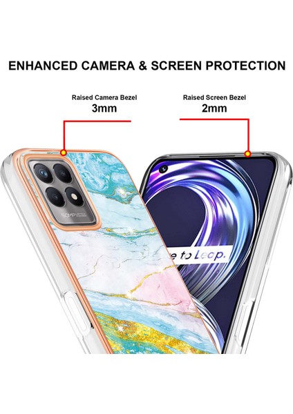 Oppo Realme 8i Için Mermer Şık Desenli Tpu Tampon Telefon Kılıfı - Altın (Yurt Dışından) fırsatları