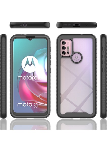 Motorola Moto G30 / G20 / G10 / G10 Power Için Dahili Ekran Koruyucu Tam Gövde Koruma Telefon Kılıfı - Mor (Yurt Dışından)