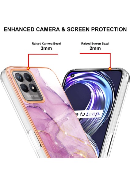 Oppo Realme 8i Için Mermer Şık Desenli Tpu Tampon Telefon Kılıfı - Pembe (Yurt Dışından) fırsatları