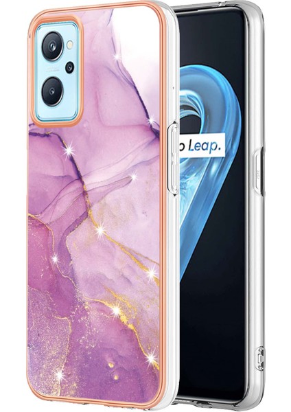 Oppo A36 / Realme 9i Için Mermer Şık Desenli Tpu Tampon Telefon Kılıfı - Pembe (Yurt Dışından)