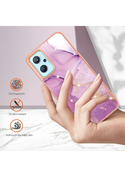 Oppo A36 / Realme 9i Için Mermer Şık Desenli Tpu Tampon Telefon Kılıfı - Pembe (Yurt Dışından)