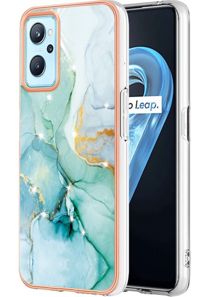 Oppo A36 / Realme 9i Için Mermer Şık Desenli Tpu Tampon Telefon Kılıfı - Yeşil (Yurt Dışından)