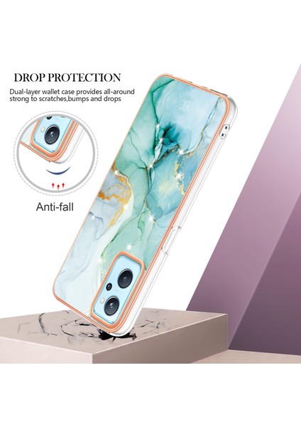 Oppo A36 / Realme 9i Için Mermer Şık Desenli Tpu Tampon Telefon Kılıfı - Yeşil (Yurt Dışından)