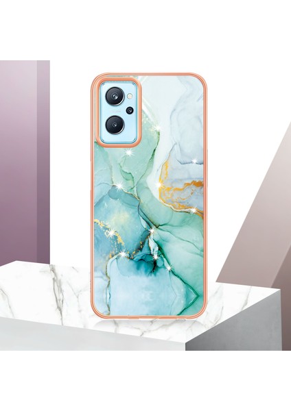 Oppo A36 / Realme 9i Için Mermer Şık Desenli Tpu Tampon Telefon Kılıfı - Yeşil (Yurt Dışından)