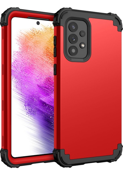 Samsung Galaxy A73 5g Için Yumuşak Silikon Sert Pc Tampon Telefon Kılıfı - Kırmızı (Yurt Dışından)
