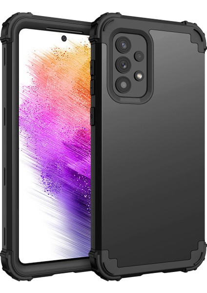 Samsung Galaxy A73 5g Için Yumuşak Silikon Sert Pc Tampon Telefon Kılıfı - Siyah (Yurt Dışından)