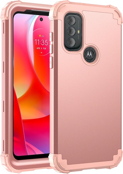 Motorola Moto G Power (2022) Için Yumuşak Silikon Sert Pc Tampon Telefon Kılıfı - Rose Gold (Yurt Dışından)