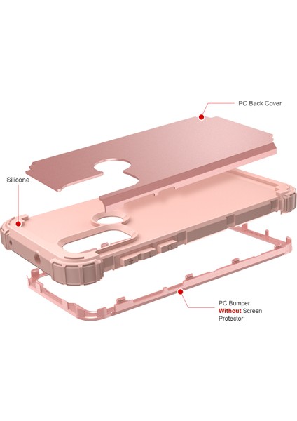 Motorola Moto G Power (2022) Için Yumuşak Silikon Sert Pc Tampon Telefon Kılıfı - Rose Gold (Yurt Dışından) fiyatları