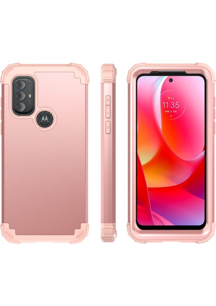 Motorola Moto G Power (2022) Için Yumuşak Silikon Sert Pc Tampon Telefon Kılıfı - Rose Gold (Yurt Dışından) modelleri