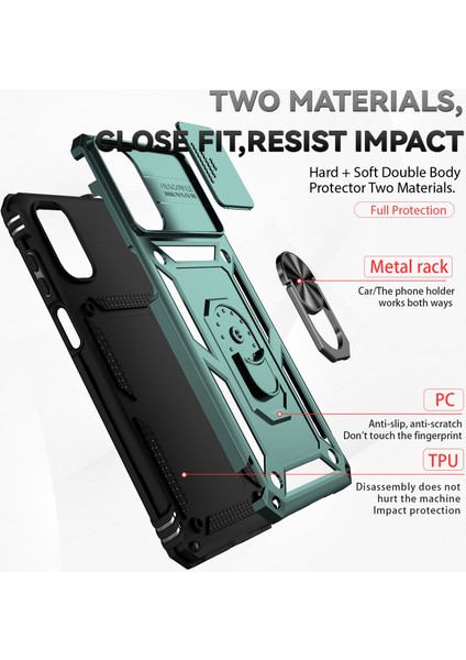 Motorola Moto G22 2022 Için Halka Ayaklı ve Kayar Kamera Kapaklı Telefon Kılıf - Yeşil (Yurt Dışından) fırsatları