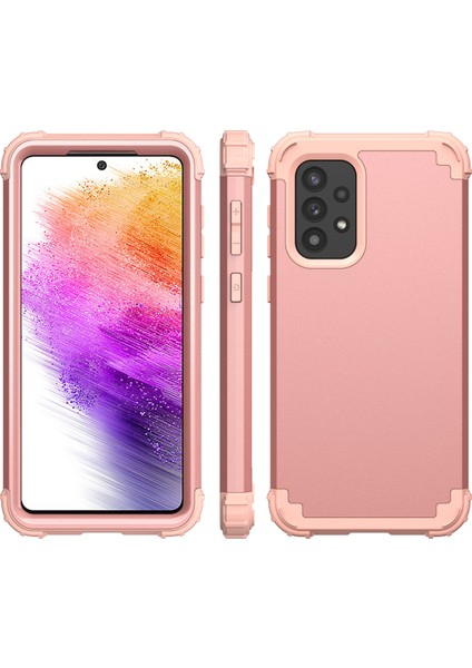 Samsung Galaxy A73 5g Için Yumuşak Silikon Sert Pc Tampon Telefon Kılıfı - Rose Gold (Yurt Dışından)