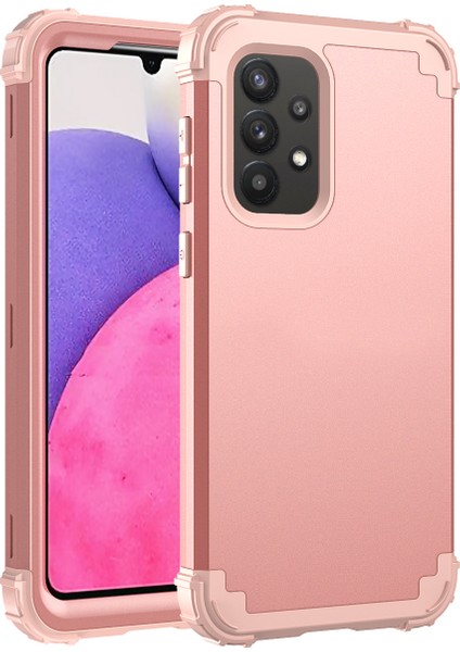 Samsung Galaxy A33 5g Için Yumuşak Silikon Sert Pc Tampon Telefon Kılıfı - Rose Gold (Yurt Dışından)