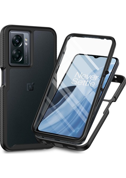 Oneplus Nord N300/OPPO A57/A57S/A77 Için Dahili Ekran Koruyucu Tam Gövde Koruma Telefon Kılıfı - Siyah (Yurt Dışından)
