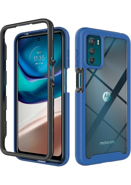 Motorola Moto G42 Için Hibrit Bumper Tam Koruma Telefon Kılıfı - Lacivert (Yurt Dışından)