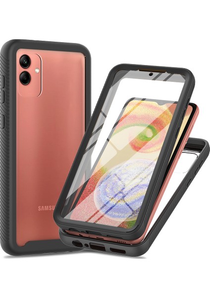 Samsung Galaxy A04 Için Dahili Ekran Koruyucu Tam Gövde Koruma Telefon Kılıfı - Siyah (Yurt Dışından)