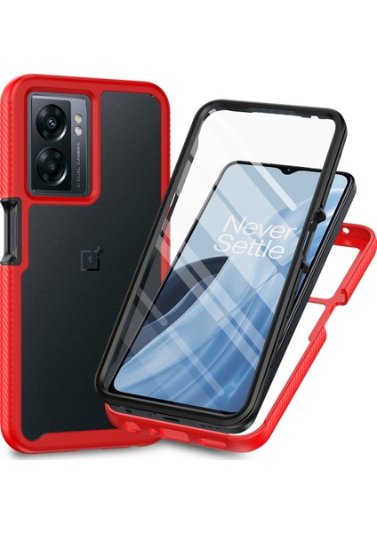 Oneplus Nord N300/OPPO A57/A57S/A77 Için Dahili Ekran Koruyucu Tam Gövde Koruma Telefon Kılıfı - Kırmızı (Yurt Dışından)