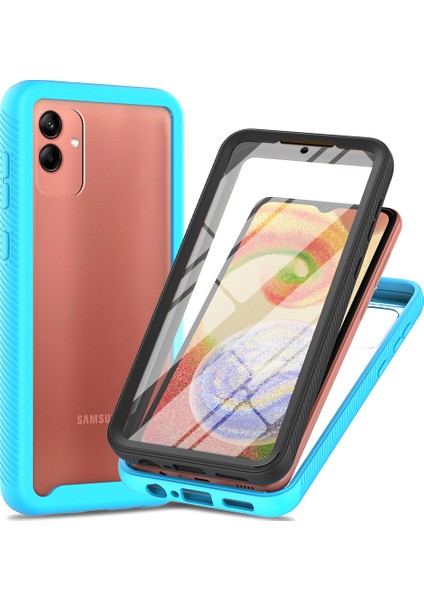 Samsung Galaxy A04 Için Dahili Ekran Koruyucu Tam Gövde Koruma Telefon Kılıfı - Mavi (Yurt Dışından)