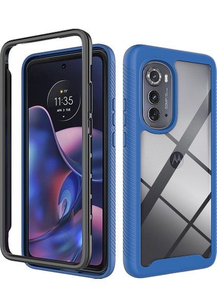 Motorola Edge 2022 Için Hibrit Bumper Tam Koruma Telefon Kılıfı - Lacivert (Yurt Dışından)