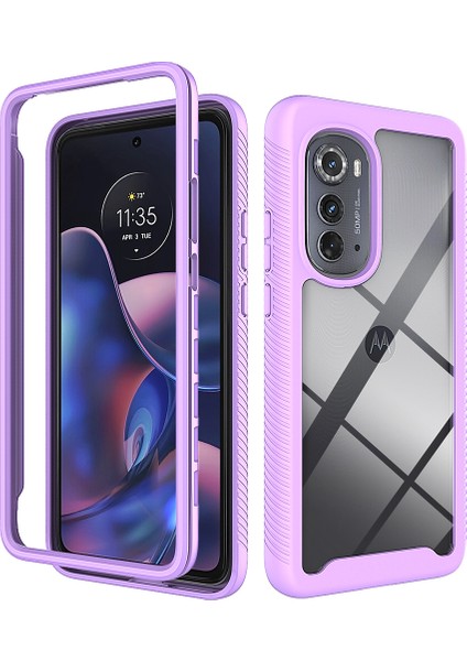 Motorola Edge 2022 Için Hibrit Bumper Tam Koruma Telefon Kılıfı - Mor (Yurt Dışından)