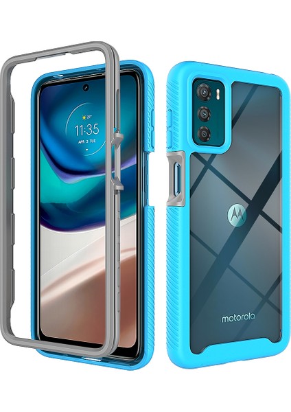 Motorola Moto G42 Için Hibrit Bumper Tam Koruma Telefon Kılıfı - Mavi (Yurt Dışından)