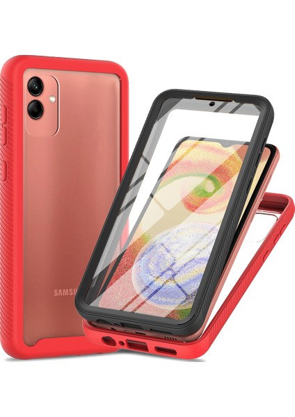 Samsung Galaxy A04 Için Dahili Ekran Koruyucu Tam Gövde Koruma Telefon Kılıfı - Kırmızı (Yurt Dışından)