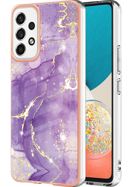 Samsung Galaxy A53 5g Için Mermer Şık Desenli Tpu Tampon Telefon Kılıfı - Mor (Yurt Dışından)