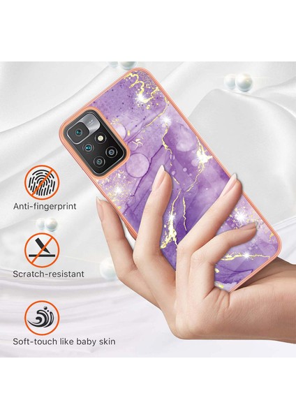 Xiaomi Redmi 10 Için Mermer Şık Desenli Tpu Tampon Telefon Kılıfı - Mor (Yurt Dışından)