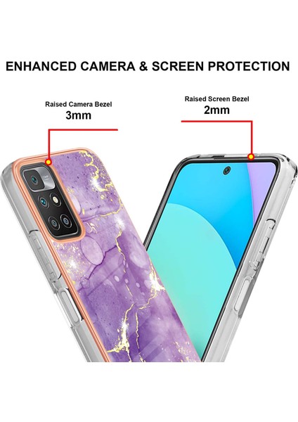 Xiaomi Redmi 10 Için Mermer Şık Desenli Tpu Tampon Telefon Kılıfı - Mor (Yurt Dışından)