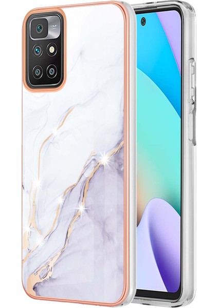 Xiaomi Redmi 10 Için Mermer Şık Desenli Tpu Tampon Telefon Kılıfı - Beyaz (Yurt Dışından)