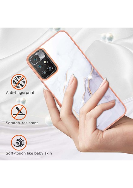 Xiaomi Redmi 10 Için Mermer Şık Desenli Tpu Tampon Telefon Kılıfı - Beyaz (Yurt Dışından)