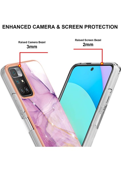 Xiaomi Redmi 10 Için Mermer Şık Desenli Tpu Tampon Telefon Kılıfı - Pembe (Yurt Dışından)
