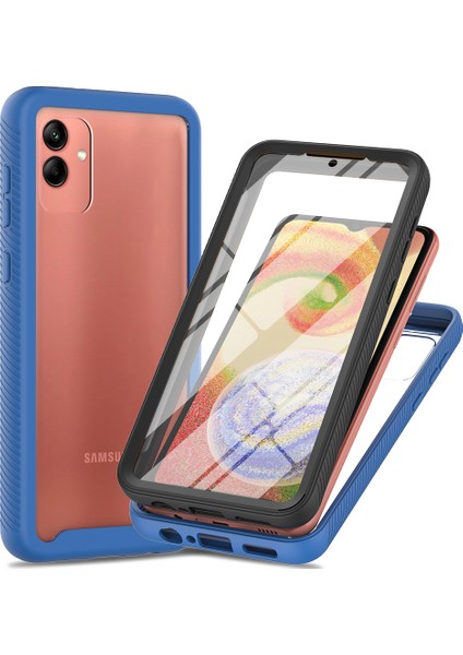 Samsung Galaxy A04 Için Dahili Ekran Koruyucu Tam Gövde Koruma Telefon Kılıfı - Lacivert (Yurt Dışından)
