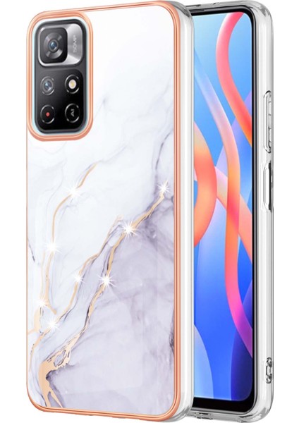 Xiaomi Poco M4 Pro 5g Için Mermer Şık Desenli Tpu Tampon Telefon Kılıfı - Beyaz (Yurt Dışından)